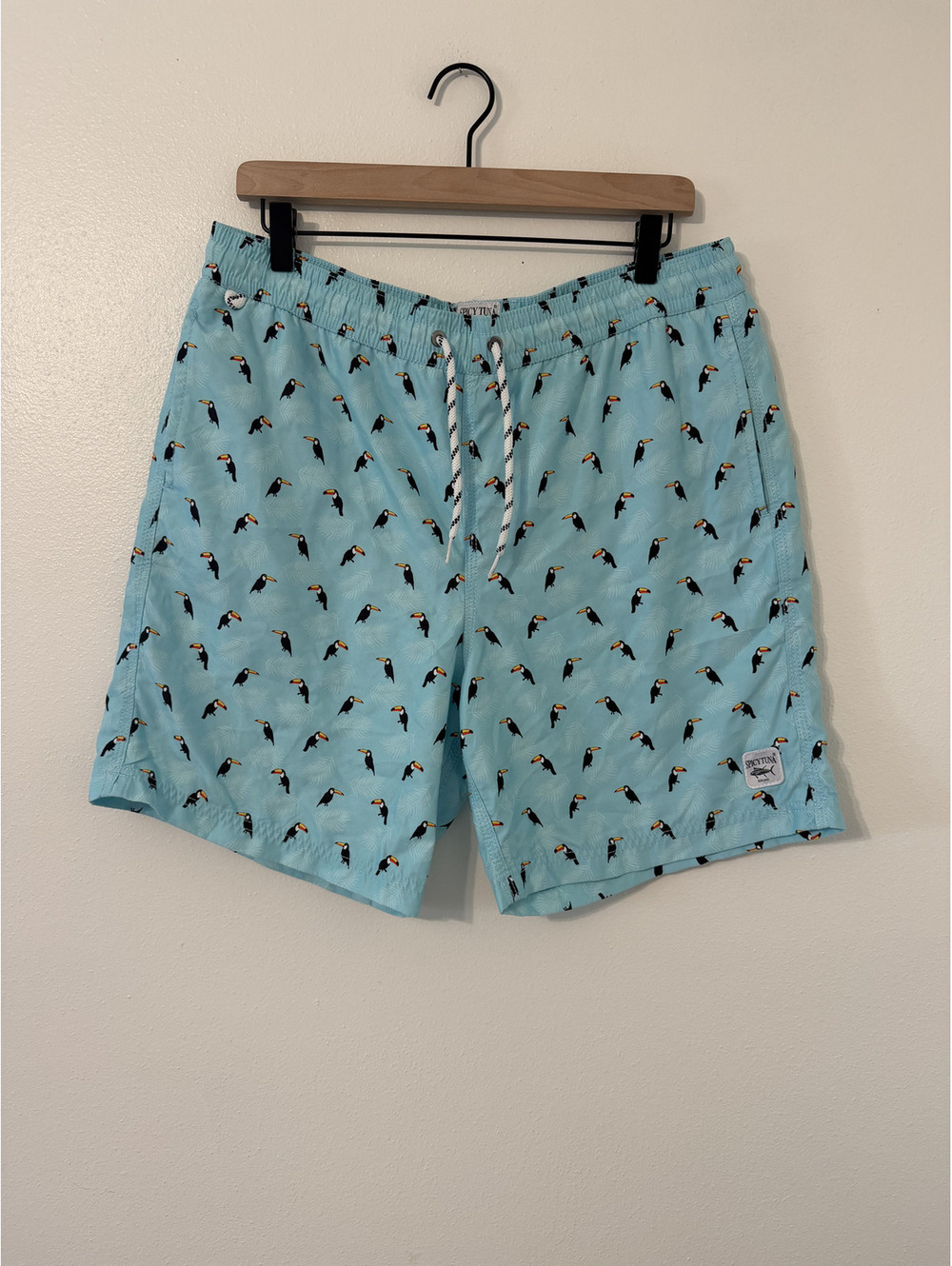 Spicy Tuna Tropical Vacation All-Over Toucan Print Swim trunk/board short large
